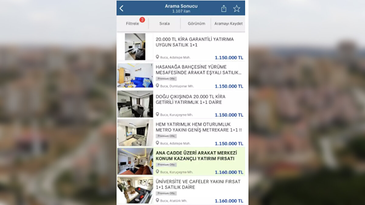 Bazı ilanlarda “20 bin TL kira garantili yatırım fırsatı” ifadesi yer alırken, “Üniversite ve kafelere yakın, merkezi konum, arakat” gibi detaylar da öne çıkıyor.