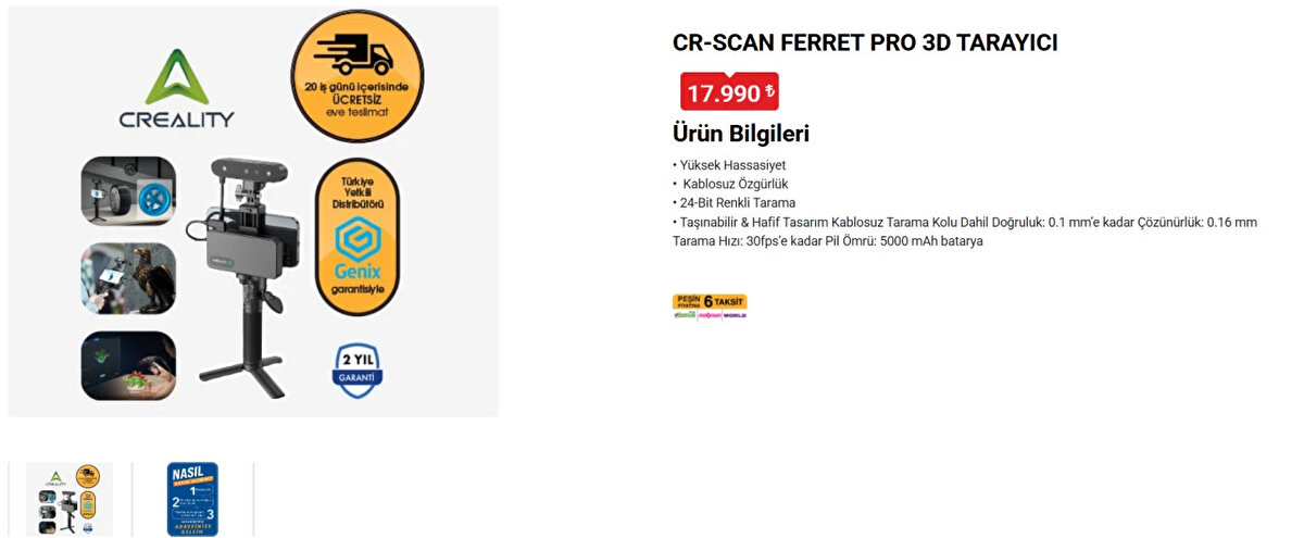 CR-SCAN FERRET PRO 3D TARAYICI<br>Fiyat: 17,990 TL