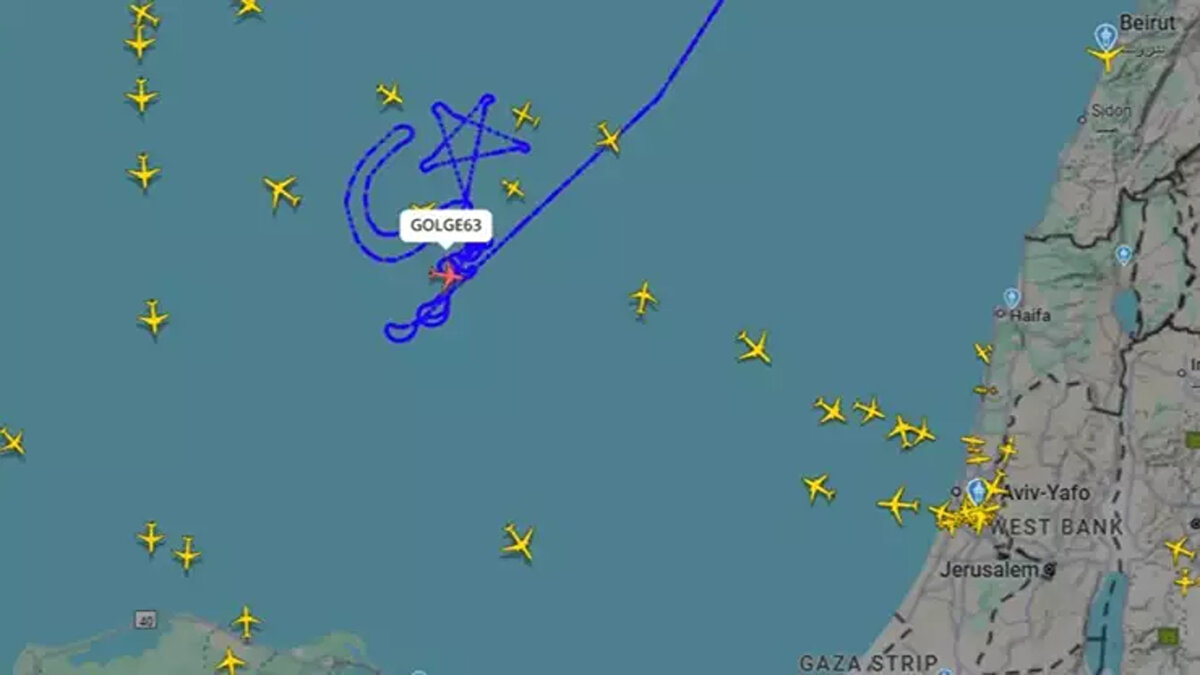 Gazze'de ateşkesin ilan edilmesinin ardından Türk yapımı bir SİHA, Akdeniz semalarında ay-yıldız şeklinde rota çizdi. 