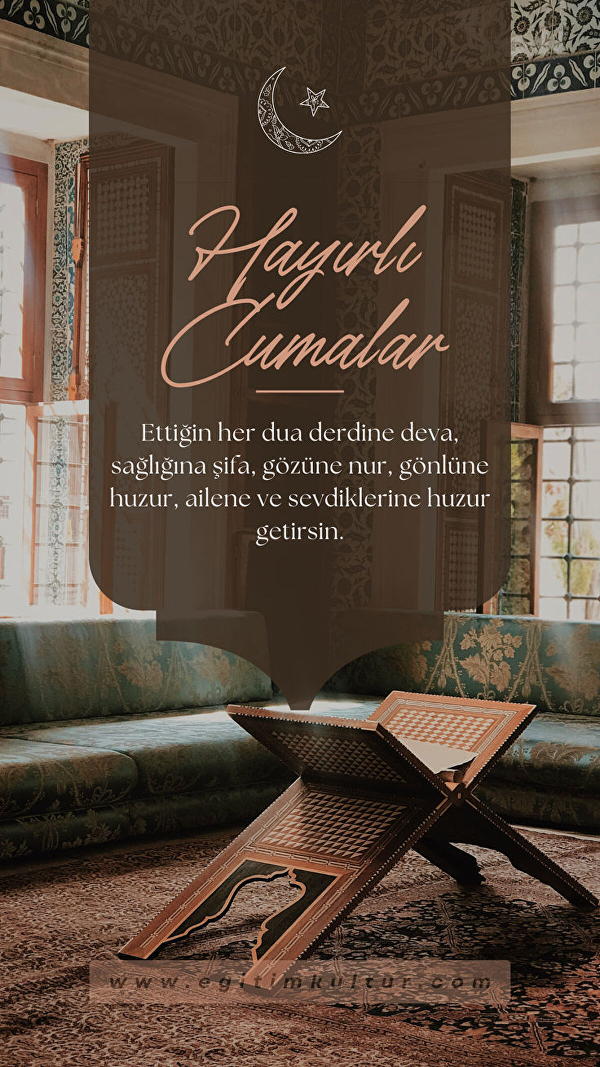 Gönüllerin nurlandığı, duaların göğe yükseldiği bu mübarek günde Rabbim tüm sıkıntılarınızı gidersin. Cumanız mübarek olsun.