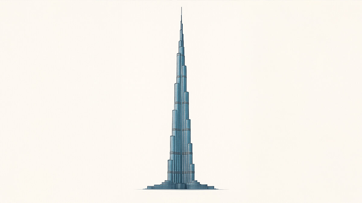 🇦🇪 Burj Khalifa<br><br>Dubai, Birleşik Arap Emirlikleri<br>828 m | 163 kat