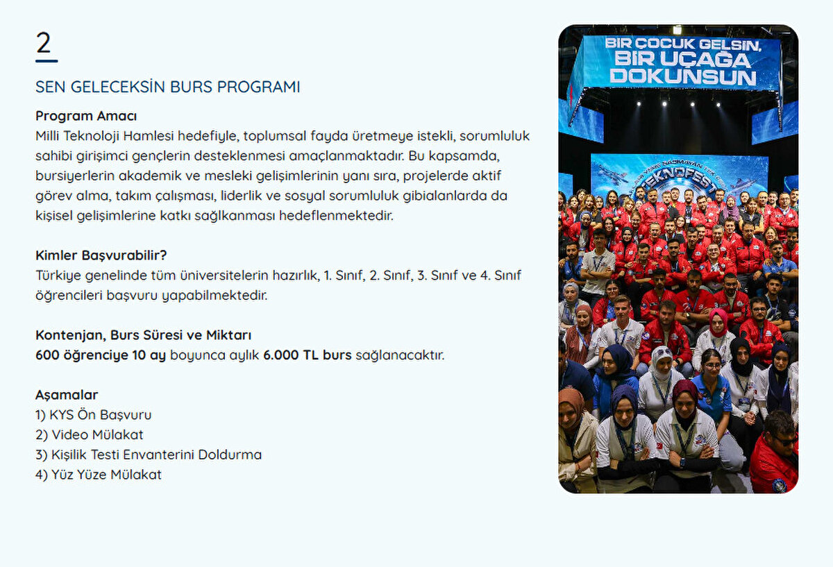 SEN GELECEKSİN BURS PROGRAMI