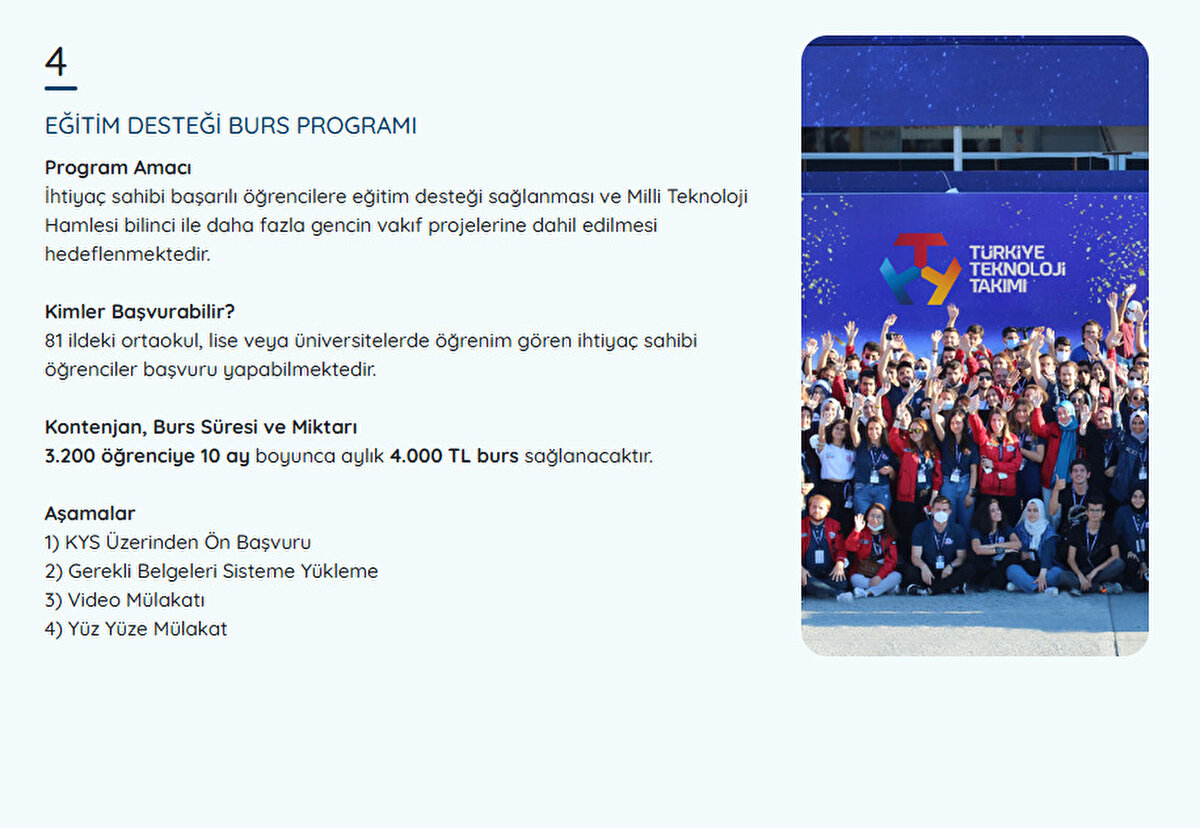 EĞİTİM DESTEĞİ BURS PROGRAMI