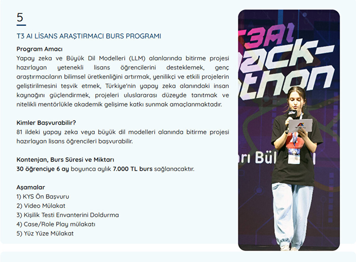 T3 AI LİSANS ARAŞTIRMACI BURS PROGRAMI