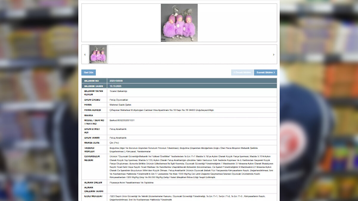 Ticaret Bakanlığı tarafından yapılan açıklamada şu ifadelere yer verildi:<br><br>"Boğulma (Ağız Ve Burunun Dışından Solunum Yolunun Tıkanması), Boğulma (Dışarıdan Akciğerlere Doğru Olan Hava Akışının Mekanik Şekilde Engellenmesi.), Kimyasal, Yaralanmalar"