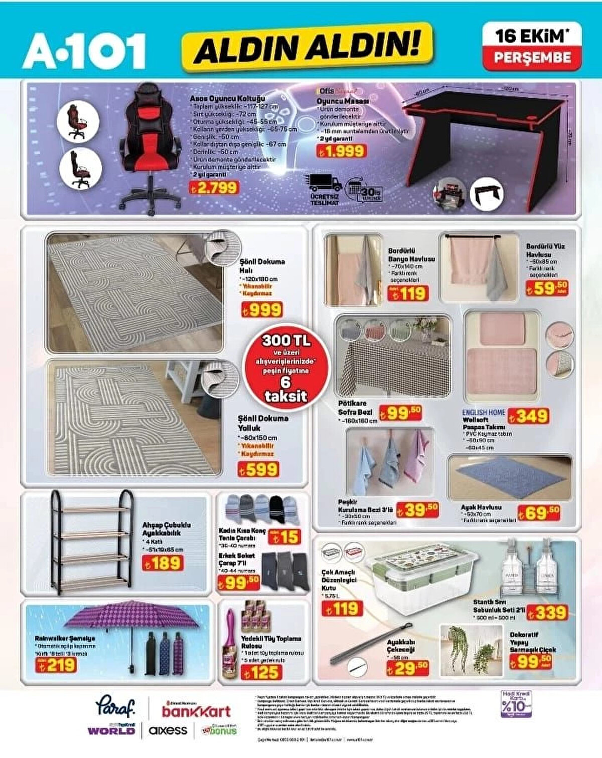 PÖTİKARE SOFRA BEZİ<br>Fiyat: 99,50 TL<br><br>PEŞKİR KURULAMA BEZİ 3’LÜ<br><br>Fiyat: 39,50 TL