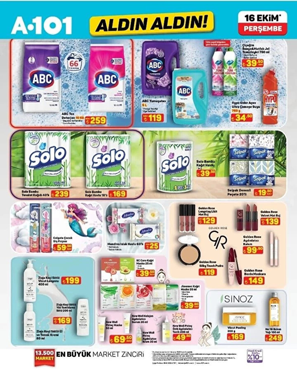 SOLO BAMBU KAĞIT HAVLU 1=3<br>Fiyat: 39,50 TL<br><br>SELPAK DESENLİ PEÇETE 20’Lİ<br><br>Fiyat: 19,50 TL