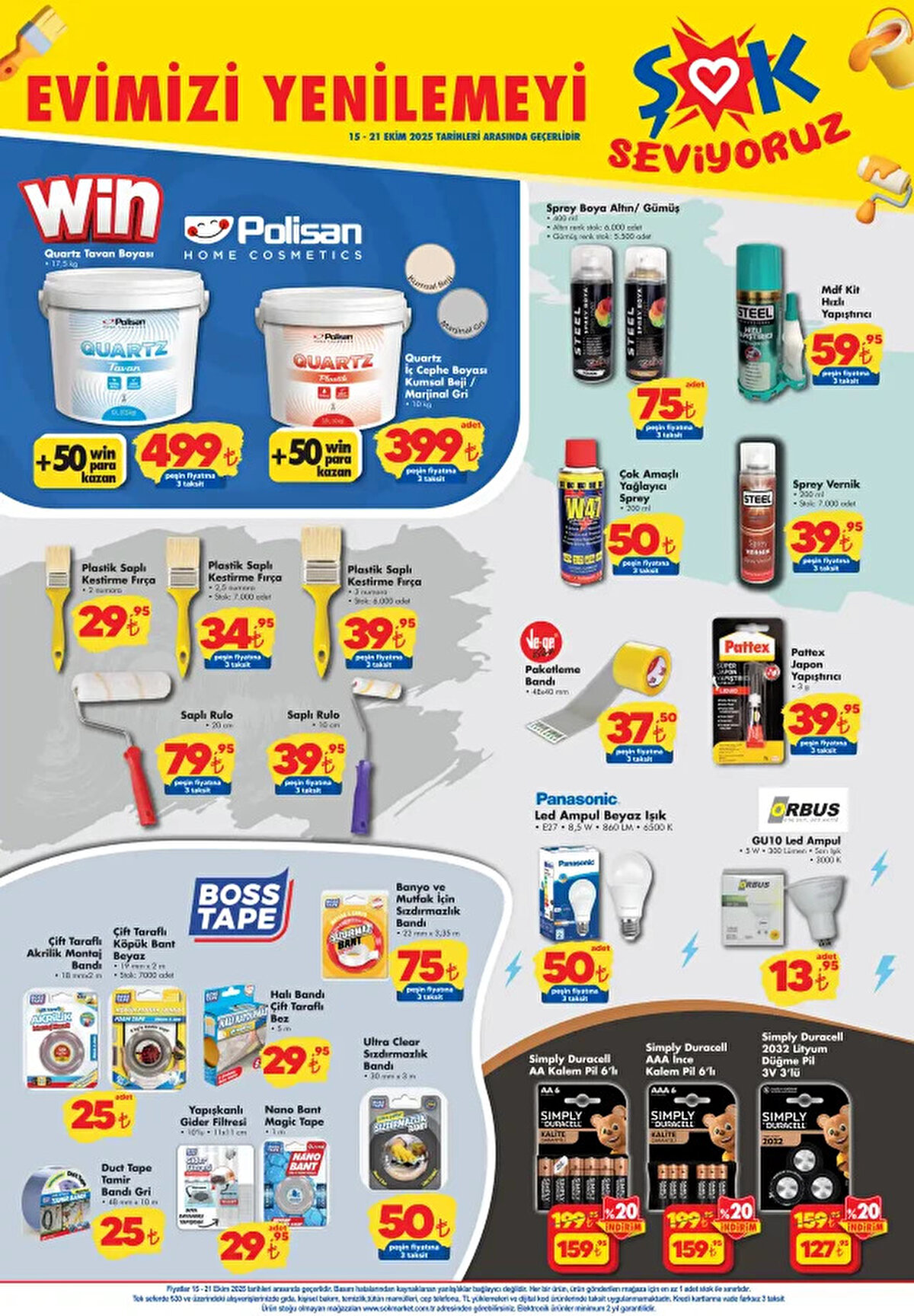 VE-GE PAKETLEME BANDI<br>Fiyat: 37,50 TL<br><br>PATTEX JAPON YAPIŞTIRICI 3 G<br><br>Fiyat: 39,95 TL