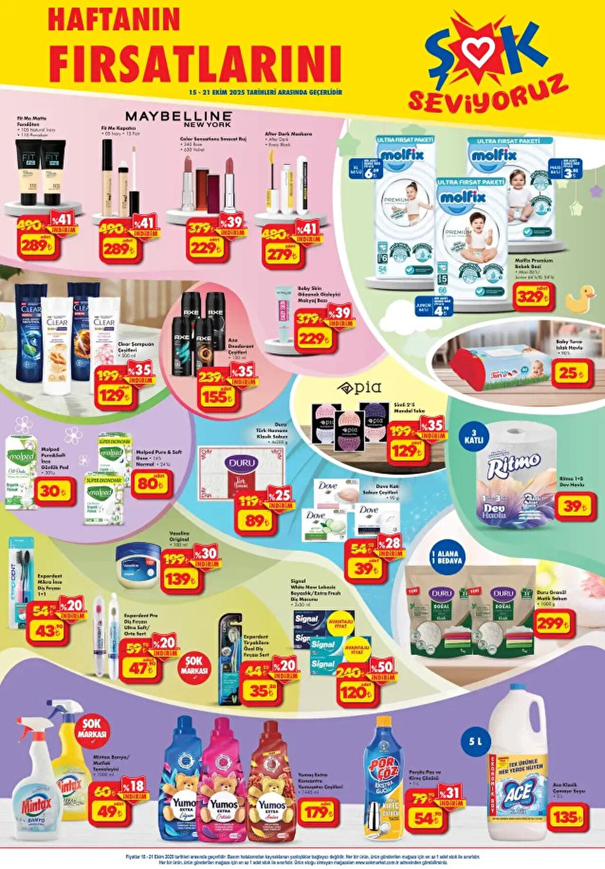 YUMOŞ EXTRA KONSANTRE YUMUŞATICI ÇEŞİTLERİ 1440 ML<br>Fiyat: 179 TL<br><br>MOLFIX PREMIUM BEBEK BEZİ<br><br>Fiyat: 329 TL