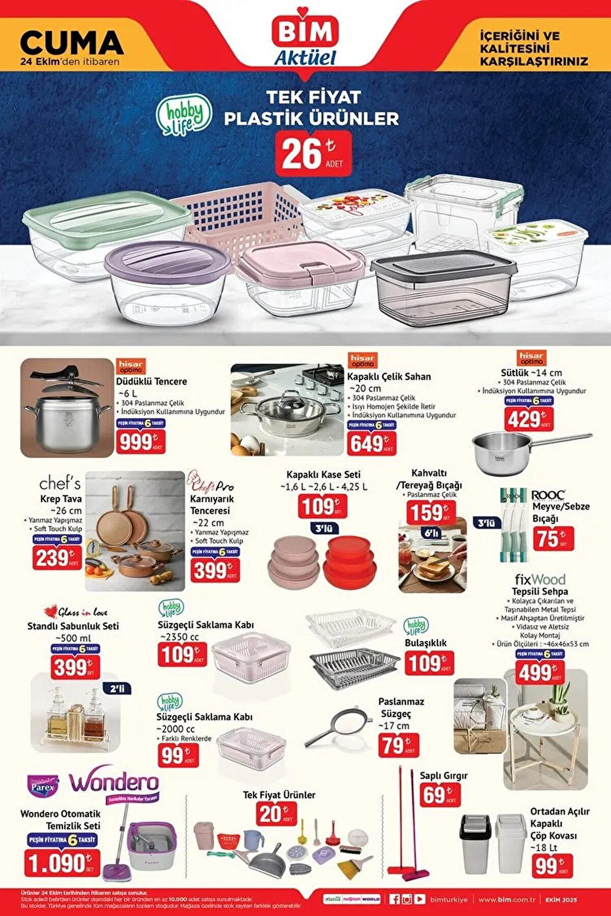 Bu Hafta BİM'de Başka Neler Var? (21 Ekim Salı / 24 Ekim Cuma)<br><br>BİM'in 21-24 Ekim 2025 tarihli indirimleri bu ürünlerle sınırlı değil. Her Salı ve Cuma günü yenilenen fırsatlar, geniş bir kitleye hitap ediyor.<br><br>Katalogda ayrıca şu kategorilerde de indirimler bulunuyor: