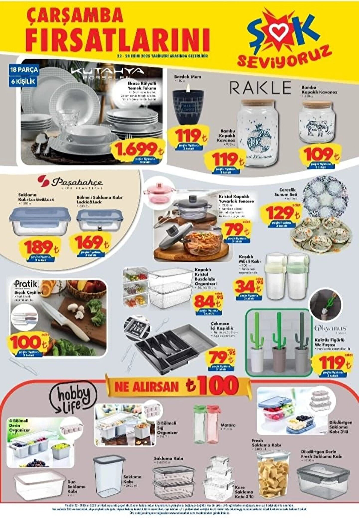 KÜTAHYA PORSELEN EKOSE RÖLYEFLİ YEMEK TAKIMI 18 PARÇA 6 KİŞİLİK<br>Fiyat: 1,699 TL<br><br>RAKLE BAMBU KAPAKLI KAVANOZ 970 CC<br><br>Fiyat: 119 TL