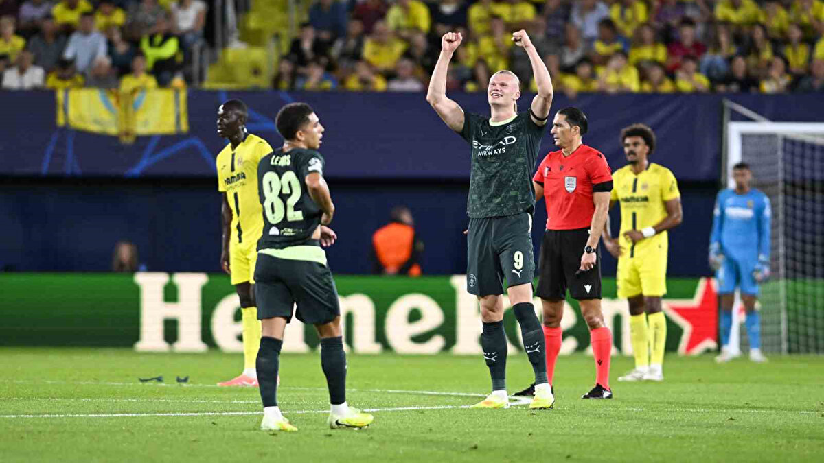 Manchester City de deplasmanda Villarreal'i Norveçli yıldızı Erling Haaland ve Bernardo Silva'nın golleriyle 2-0 yendi.