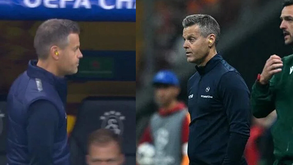 Bodo/Glimt Teknik Direktörü Kjetil Knutsen'in kulak tıkacı taktığı görüldü.