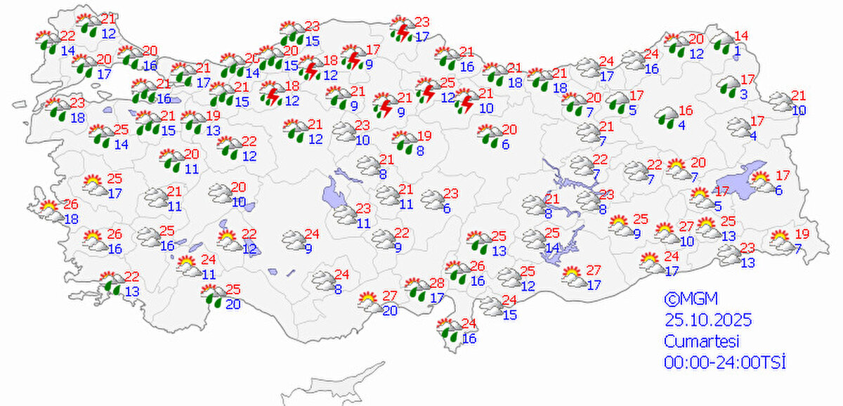 Marmara bölgesi, Karadeniz, Ege, Akdeniz ve Doğu Karadeniz bölgelerinde şiddetli rüzgârla birlikte yağmurlu bir hava görülüyor. Şiddetli rüzgâr ve sağanak yağış sebebiyle İstanbul Valiliği saat 16.00 itibarıyla okulları tatil etti. Peki hafta sonu hava nasıl olacak? İşte İstanbul, Ankara, İzmir ve ülke genelinde hafta sonu hava tahmin raporu.