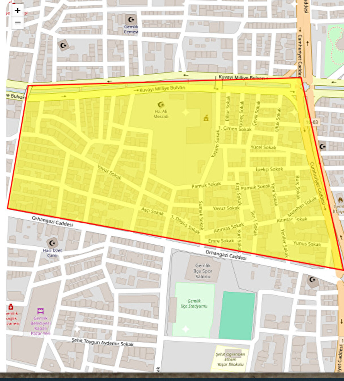 GEMLİK<br>HAMİDİYE<br>Planlanan Başlangıç Tarihi: 24102025 14:00<br><br>Planlanan Bitiş Tarihi: 24102025 15:00<br><br>Kesim Tarihi: 24102025 14:00<br><br>Açıklama: İÇME SUYU ARIZA BAKIM ONARIM ÇALIŞMASI