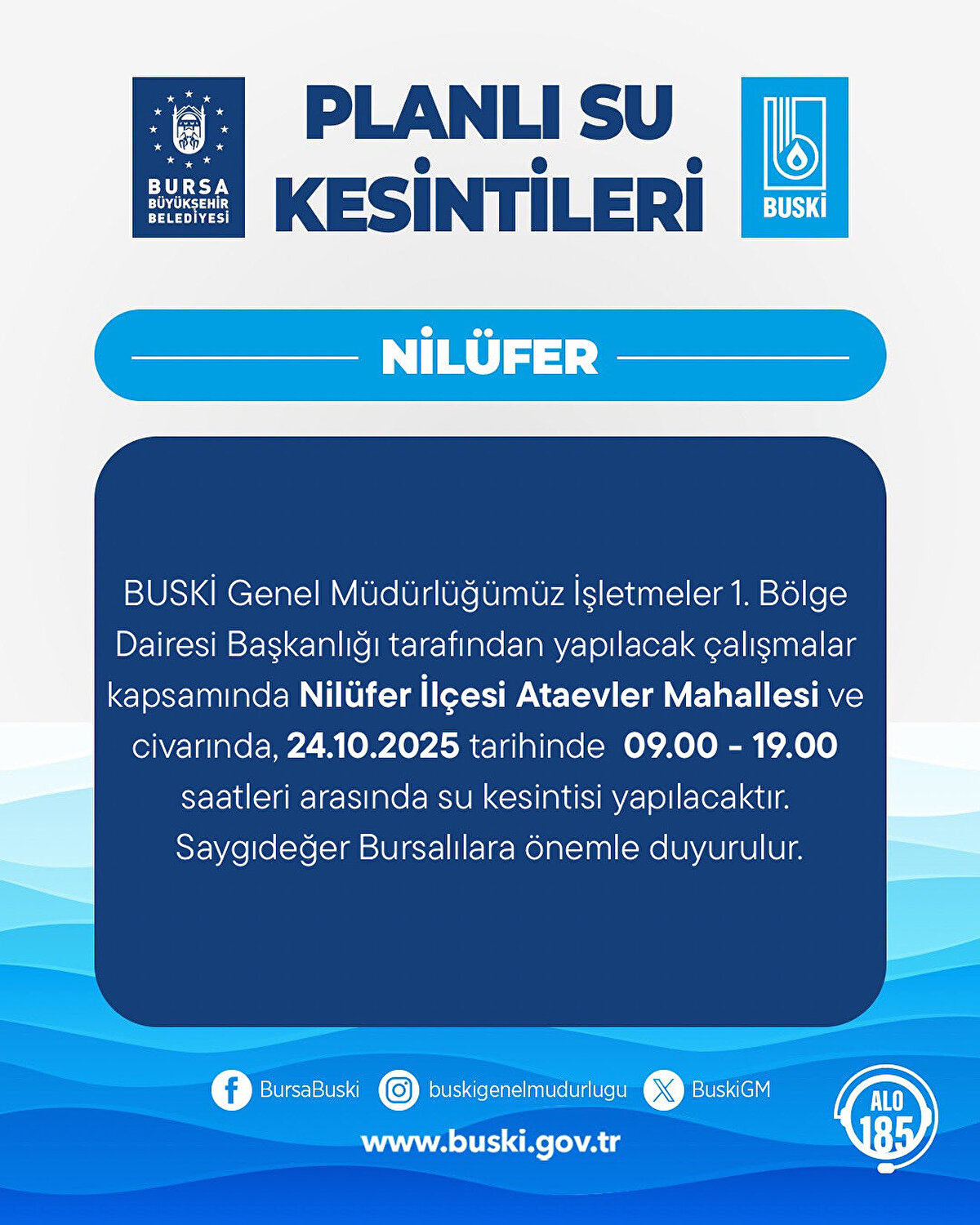 BUSKİ 24 EKİM SU KESİNTİSİ PROGRAMI