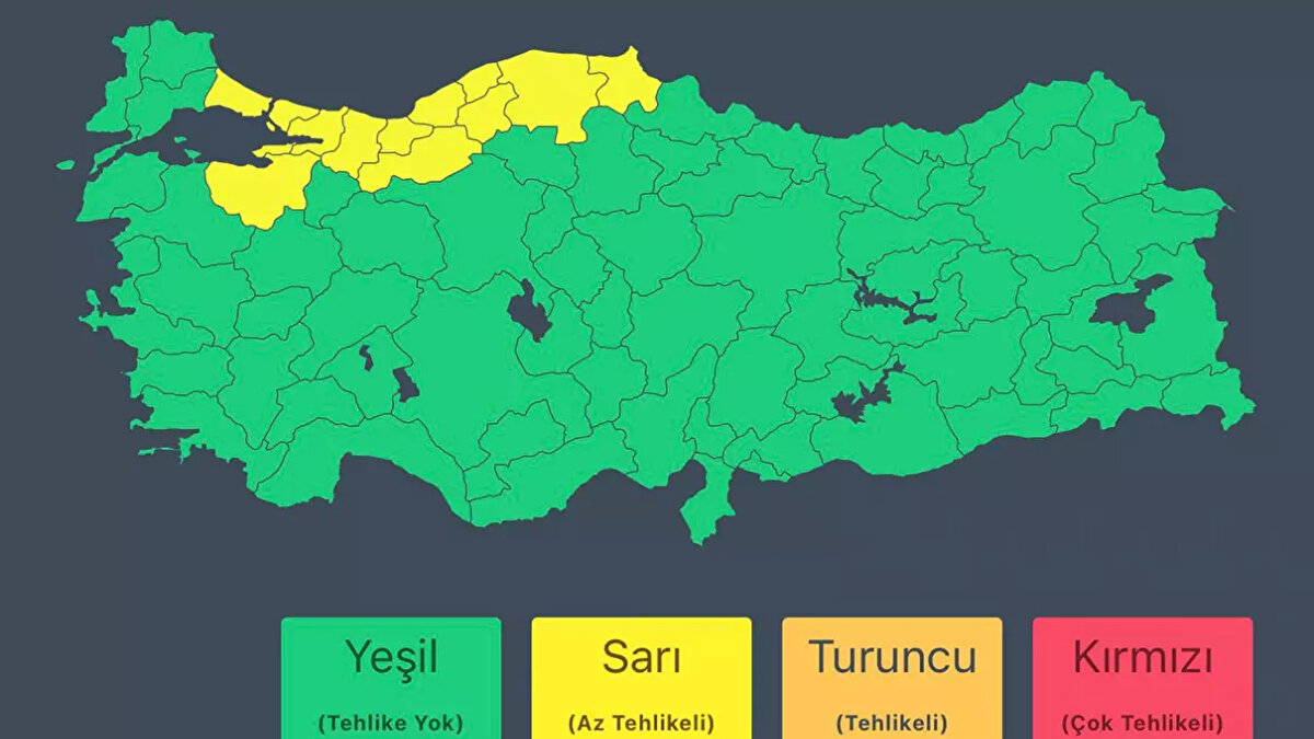 Bakanlıktan yapılan açıklamada, "Meteoroloji Genel Müdürlüğü'nden alınan son bilgilere göre; 25 Ekim 2025 Cumartesi günü;