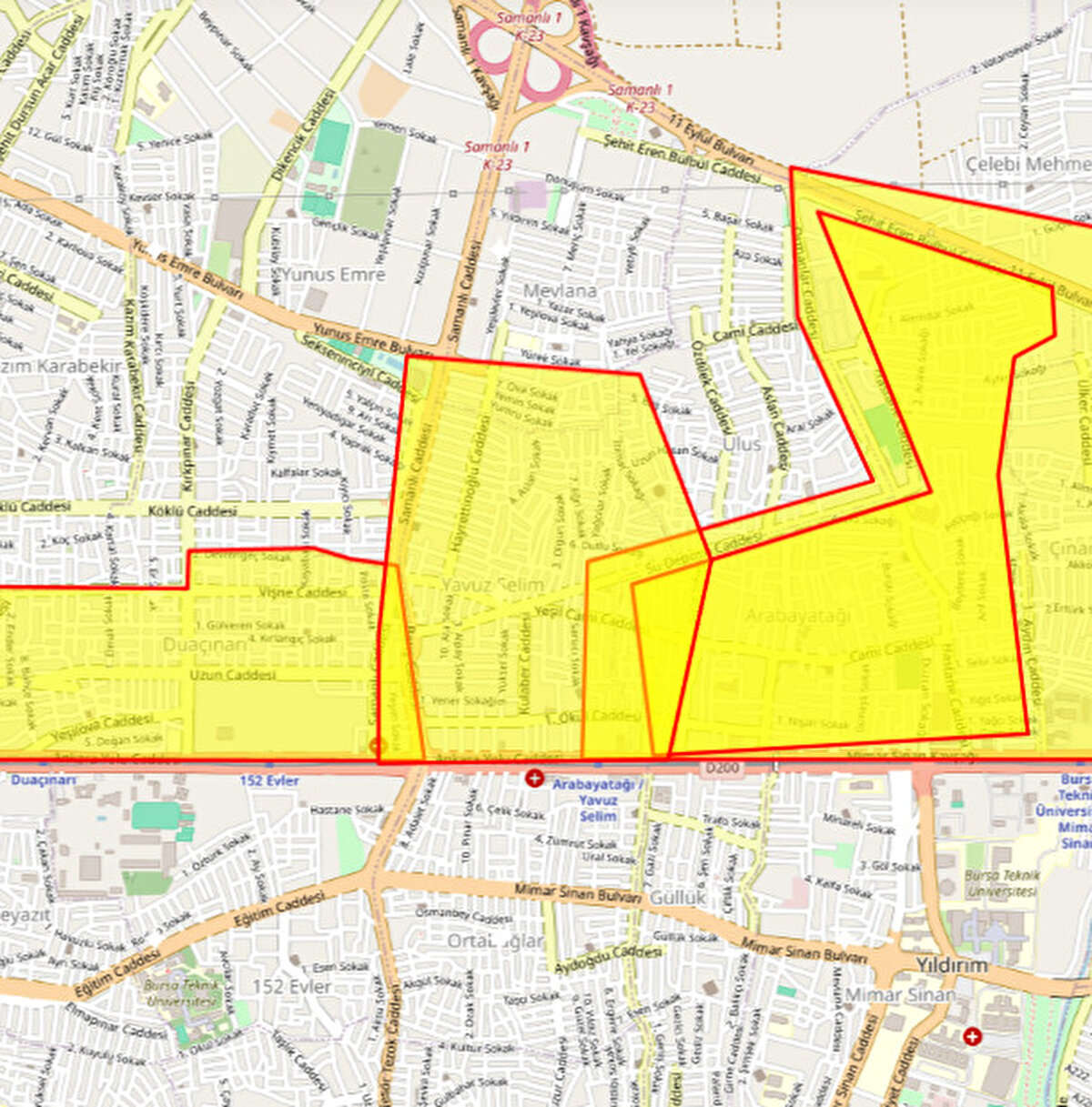 YILDIRIM<br>YAVUZSELİM<br>Planlanan Başlangıç Tarihi: 24102025 12:40<br><br>Planlanan Bitiş Tarihi: 24102025 17:00<br><br>Kesim Tarihi: 24102025 12:40<br><br>Açıklama: YILDIRIM İLÇESİ; C4 D-25 Alt Bölgesinde Bulunan, Yavuzselim Mahallesi Bilge Sokak ve Civarında "ARIZA'' Çalışması Nedeniyle 24.10.2025 Tarihinde 12:40 ile 17:00 Saatleri Arasında, ''SU KESİNTİSİ'' Yapılacaktır.