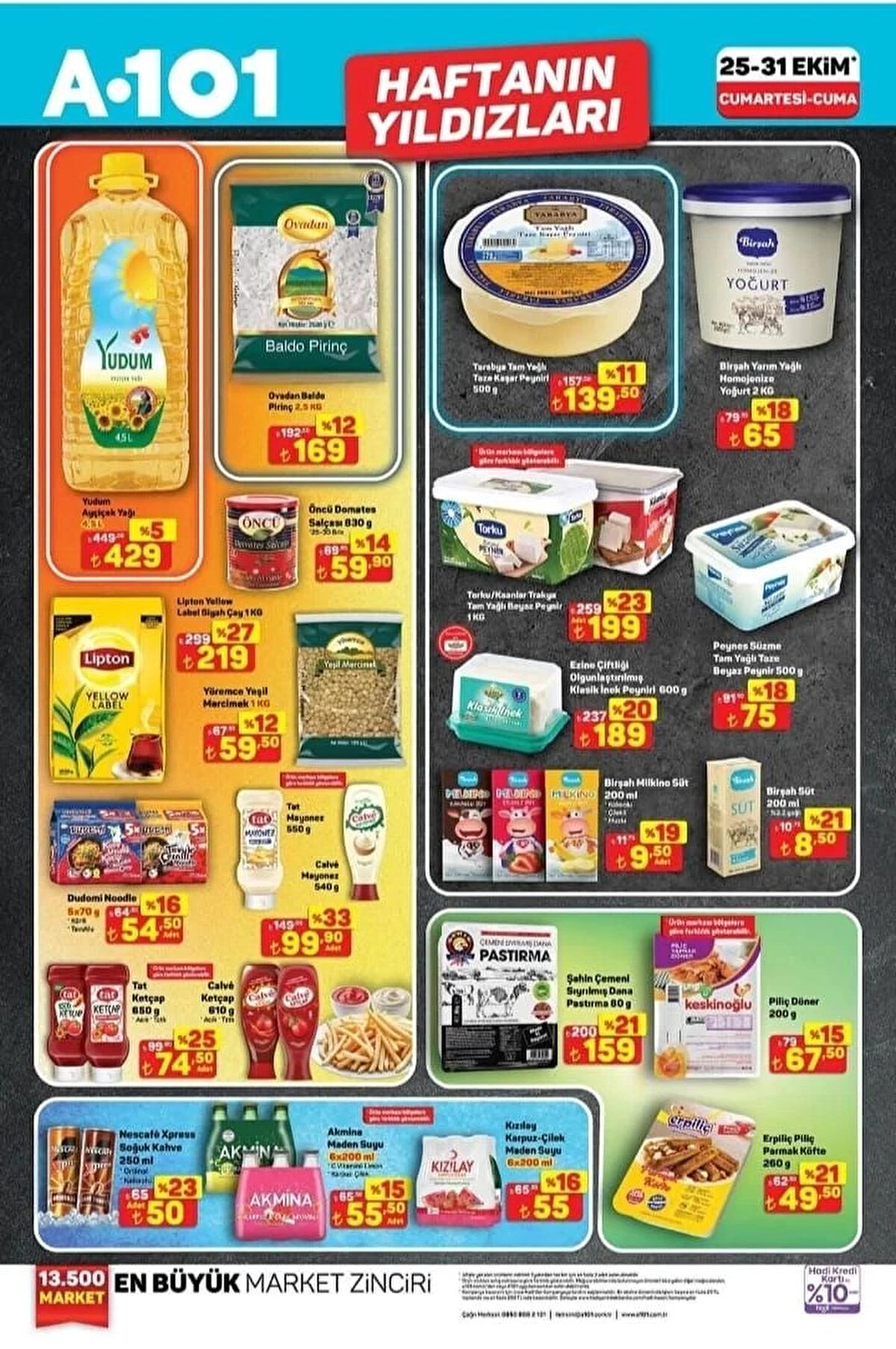 YUDUM AYÇİÇEK YAĞI 4,5 L<br>Fiyat: 429 TL<br><br>OVADAN BALDO PİRİNÇ 2,5 KG<br><br>Fiyat: 169 TL