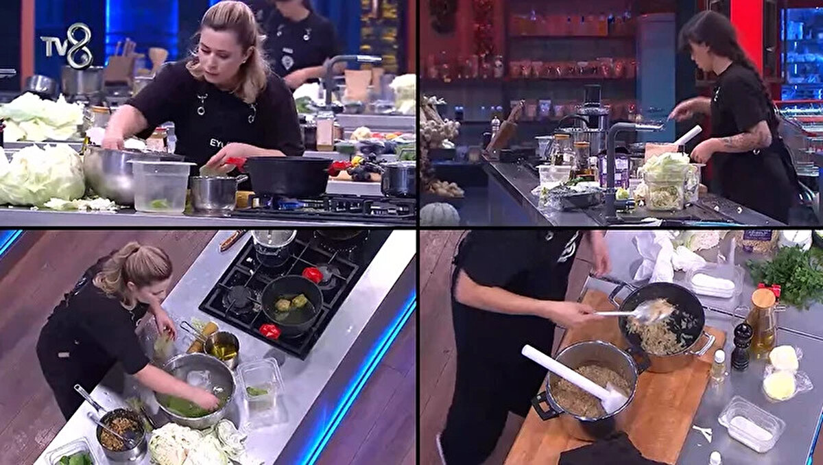 İlk Turda Kriz: Çift Tadım Yaptı, Sosu Dökemedi<br><br>MasterChef eleme potasındaki 7 yarışmacı, ilk turda "beyaz lahana" ile yaratıcı bir tabak hazırlamak için 45 dakika boyunca mücadele etti. Süre sonunda şefler, en başarılı tabakları seçerek potadan çıkan isimleri açıkladı. Gecenin ilk etabında başarılı olan Eylül, Barış ve Sümeyye, bir hafta daha yarışmada kalmayı garantiledi.