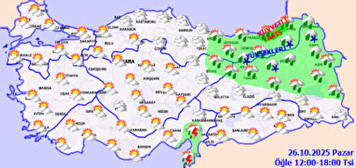 İşte bölge bölge ve il il hava durumu detayları:
