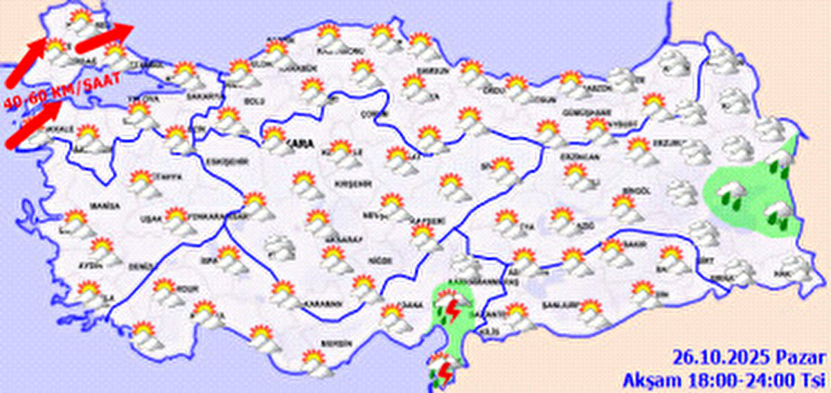 İstanbul'da Bugün Yağmur Yağacak mı?<br><br>Günün en çok merak edilen sorusu "İstanbul'da bugün yağmur var mı?" oldu. Meteoroloji verilerine göre, İstanbul'da bugün yağış beklenmiyor. Megakentte havanın parçalı bulutlu olacağı ve gün içerisindeki en yüksek sıcaklığın 21°C seviyelerinde seyredeceği tahmin ediliyor. Ancak, Marmara Bölgesi'nin batısı için kuvvetli rüzgar uyarısı bulunuyor.