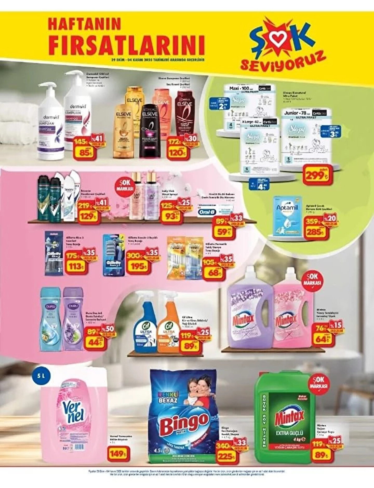 DERMOKİL 1000 ML ŞAMPUAN ÇEŞİTLERİ<br>Fiyat: 85 TL<br><br>ELSEVE ŞAMPUAN ÇEŞİTLERİ 300 ML/SAÇ KREMİ ÇEŞİTLERİ 250 ML<br><br>Fiyat: 120 TL