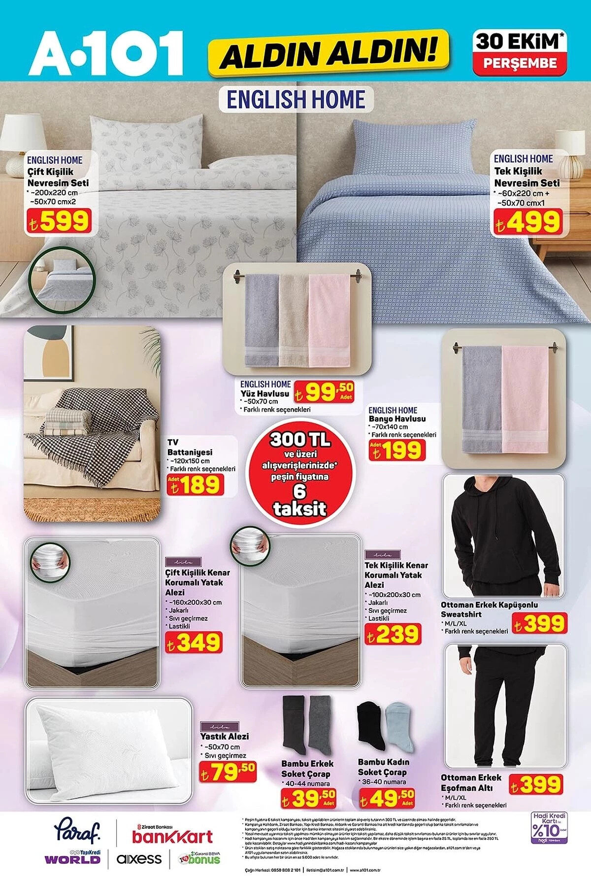 ENGLISH HOME YÜZ HAVLUSU<br>Fiyat: 99,50 TL<br><br>YASTIK ALEZİ<br><br>Fiyat: 79,50 TL