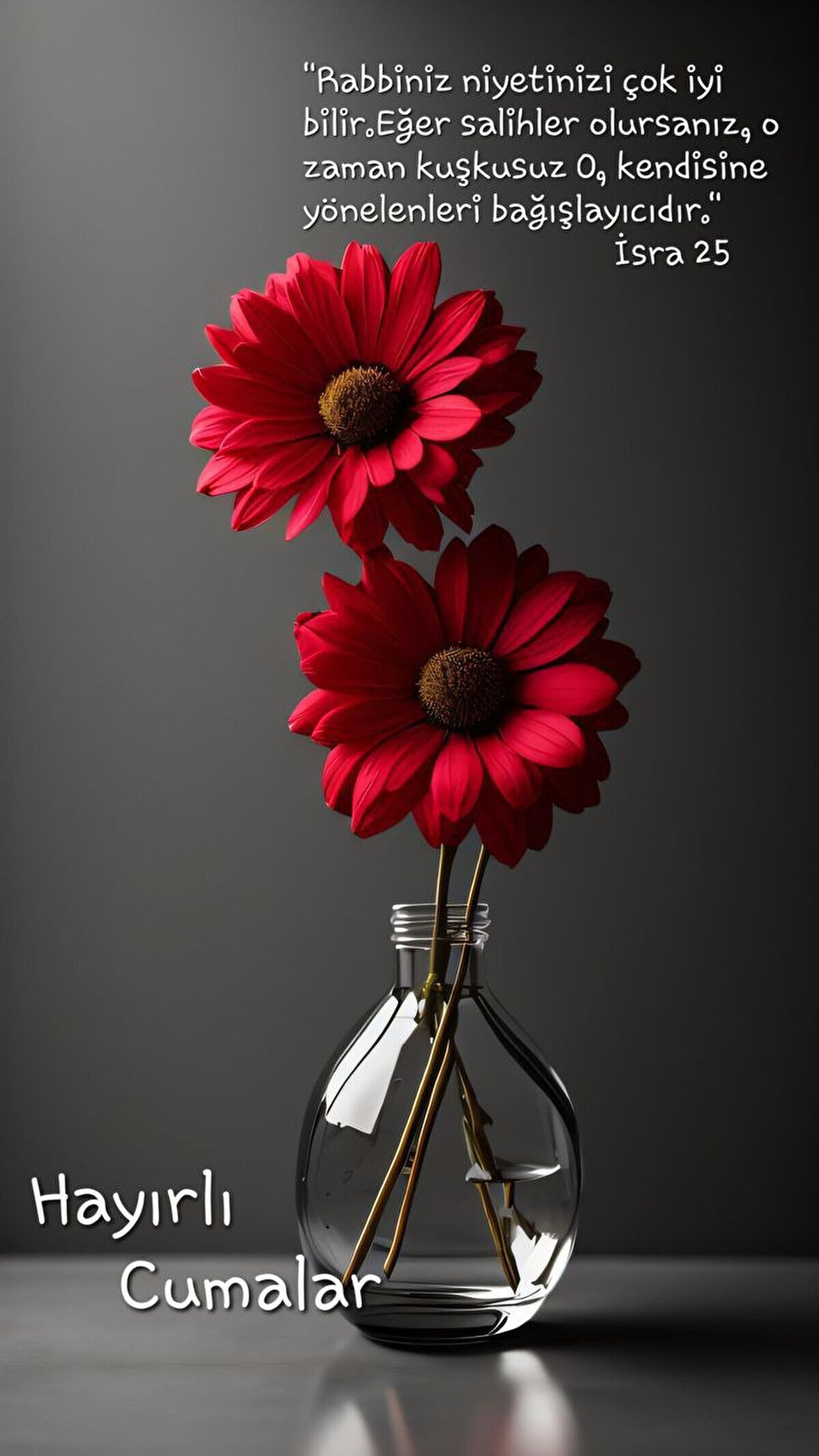 Ya Rabbim! Bu mübarek cuma günün yüzüsuyu hürmetine biz aciz kulların ne derdi varsa, ne sıkıntısı varsa; dertlilere deva, hastalara şifa, borçlu kullarına edalar nasip et Ya Rabbim. Biz kulların dualarını kabul et. Amin. Hayırlı nurlu cumalar.