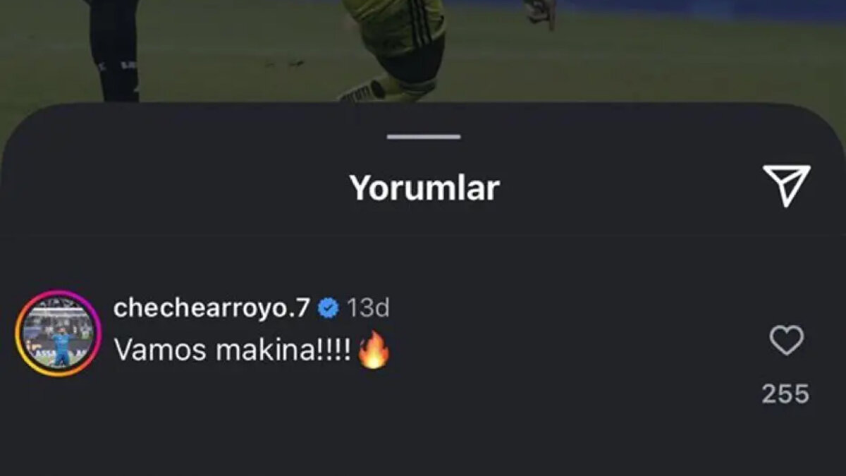 Kolombiyalı futbolcu, derbide Fenerbahçe'nin galibiyet golünü atan vatandaşı Jhon Duran'ın paylaşımına dikkat çekici bir yorum yaptı. Arroyo sosyal medya hesabından, Duran'ın gol fotoğrafını paylaştığı gönderisinin altına "Vamos makina!!! 🔥" (Haydi makina) yazdı.