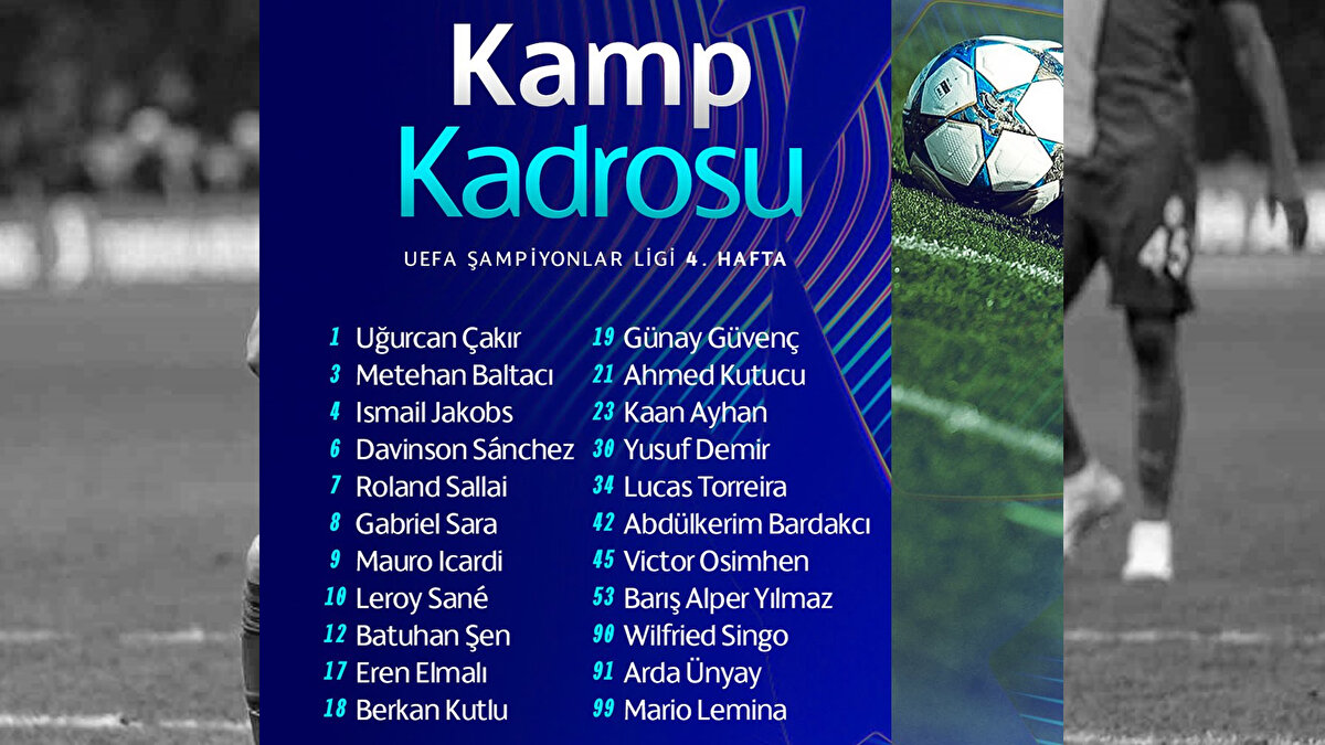 İKİ OYUNCU YOK <br><br>Galatasaray'da Yunus Akgün ve İlkay Gündoğan, kamp kadrosuna dahil edilmedi.