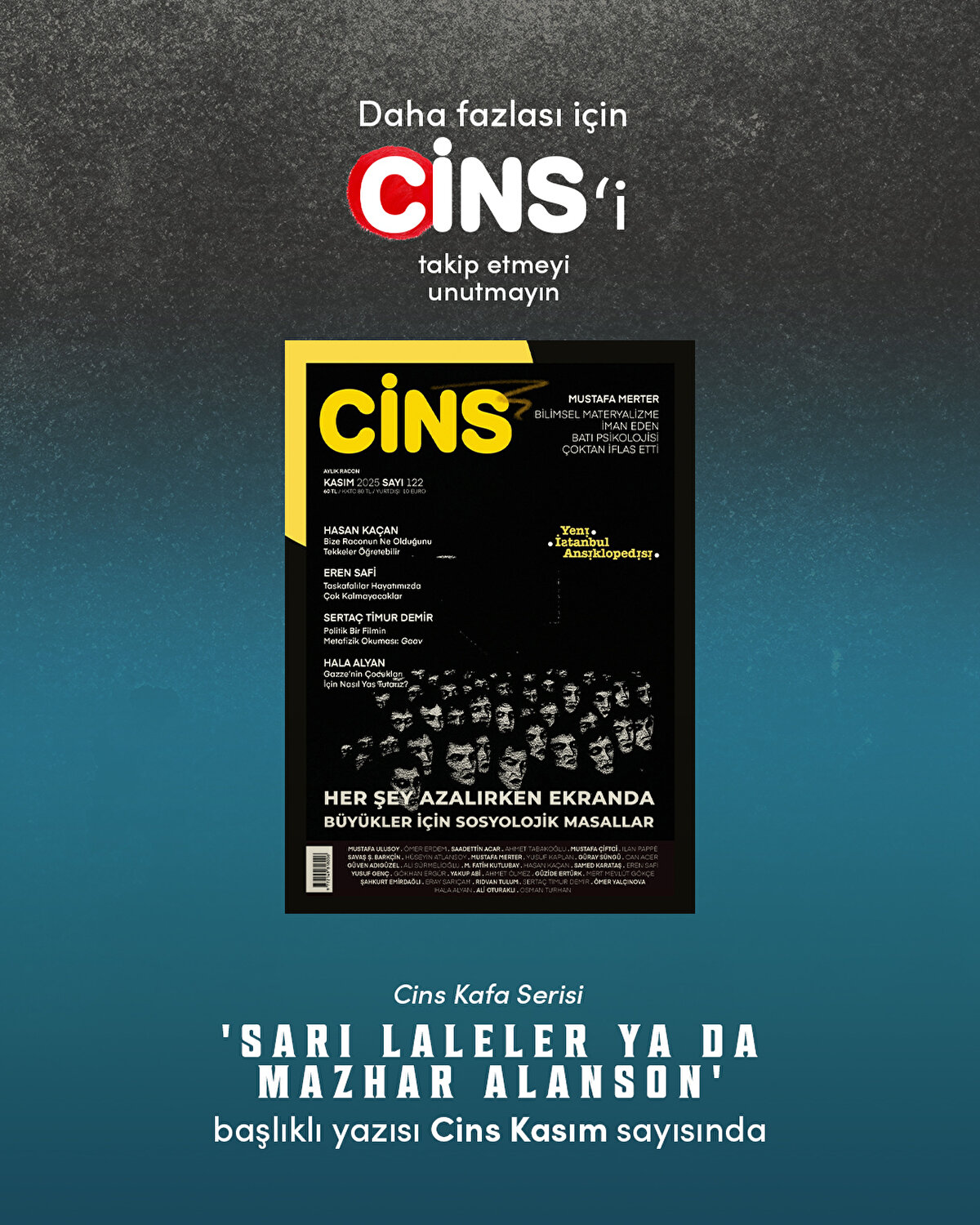 Cins Kafa Serisi<br><br>'Sarı Laleler ya da Mazhar Alanson'<br><br>Başlığıyla Cins Kasım sayısında