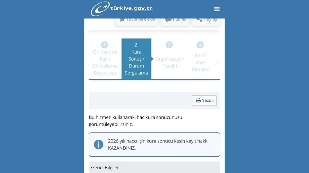 HAC 2026 KESİN KAYIT TARİHLERİ<br><br>Hac ile ilgili kesin kayıtlar 11-21 Kasım arasında yapılacak.<br><br>Kutsal topraklara gidişler 18 Nisan-22 Mayıs, dönüşler ise 31 Mayıs-25 Haziran tarihlerinde gerçekleşecek