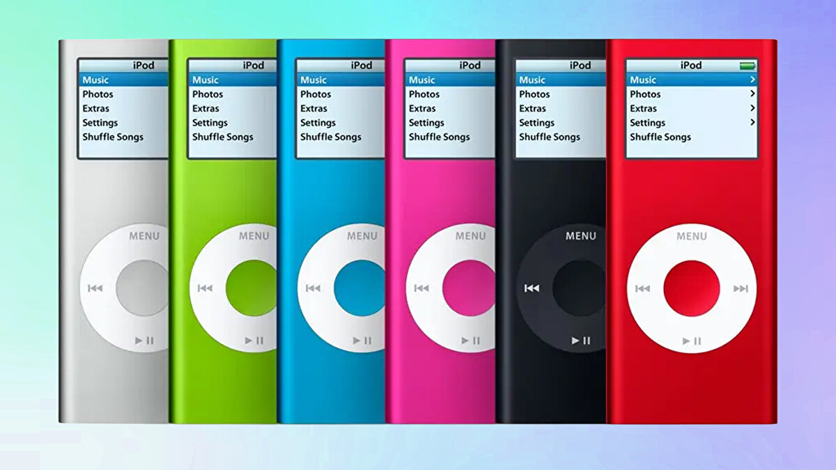 Renkli patlama: iPod mini / nano / shuffle<br>Anodize renkler, ince gövde, her bütçeye model. Mini’nin çizgisi nano’ya aktı; shuffle spor ve minimalizmle kulaklık kablosuna “klips” oldu. iPod kültürü böylece gençlik modasına dönüştü.