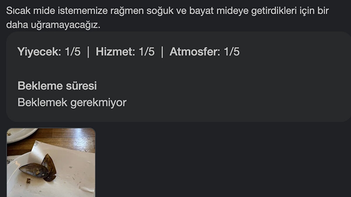 Pek çok kullanıcı, yüksek fiyatların yanı sıra servis edilen yemeklerde kıl, yabancı madde ve temizlik sorunları bulunduğunu yazmış.