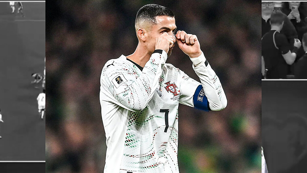 RONALDO’DAN DİKKAT ÇEKEN HAREKET<br><br>  Ronaldo, kırmızı kart gördükten sonra yere düşen rakibine gözyaşı döktüğünü ifade ederek tepki gösterdi. <br>