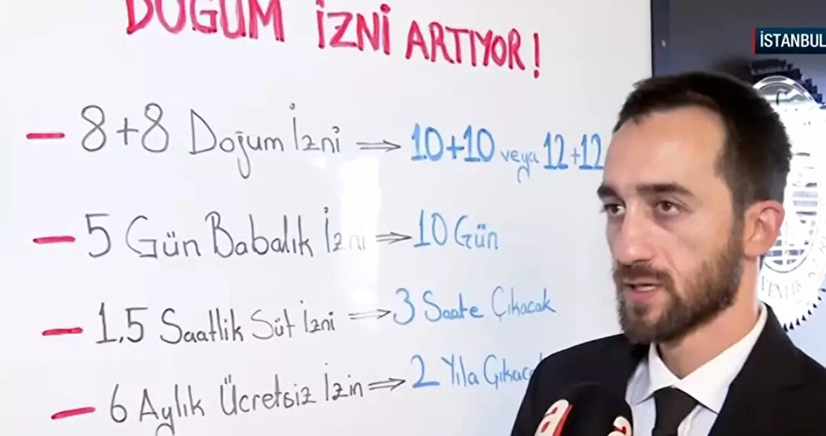 Çalışan anne ve babaları ilgilendiren izin düzenlemeleri için yeni taslak hazırlığı sürüyor. Doğum izni, babalık izni, süt izni ve ücretsiz izinlerin artırılmasına yönelik düzenleme A Haber’e konuşan Sosyal Güvenlik Uzmanı Emre Gülşen tarafından detaylandırıldı. 2025’in Cumhurbaşkanı tarafından “Aile Yılı” ilan edilmesiyle birlikte sosyal yardımların ardından çalışma hayatında da kapsamlı değişiklikler gündeme geldi.