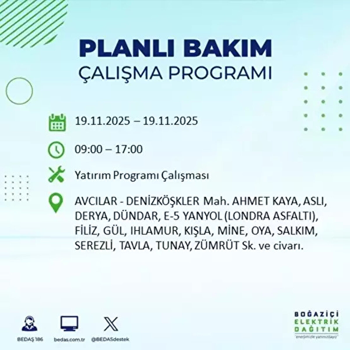 İSTANBUL ELEKTRİK KESİNTİSİ 19 KASIM