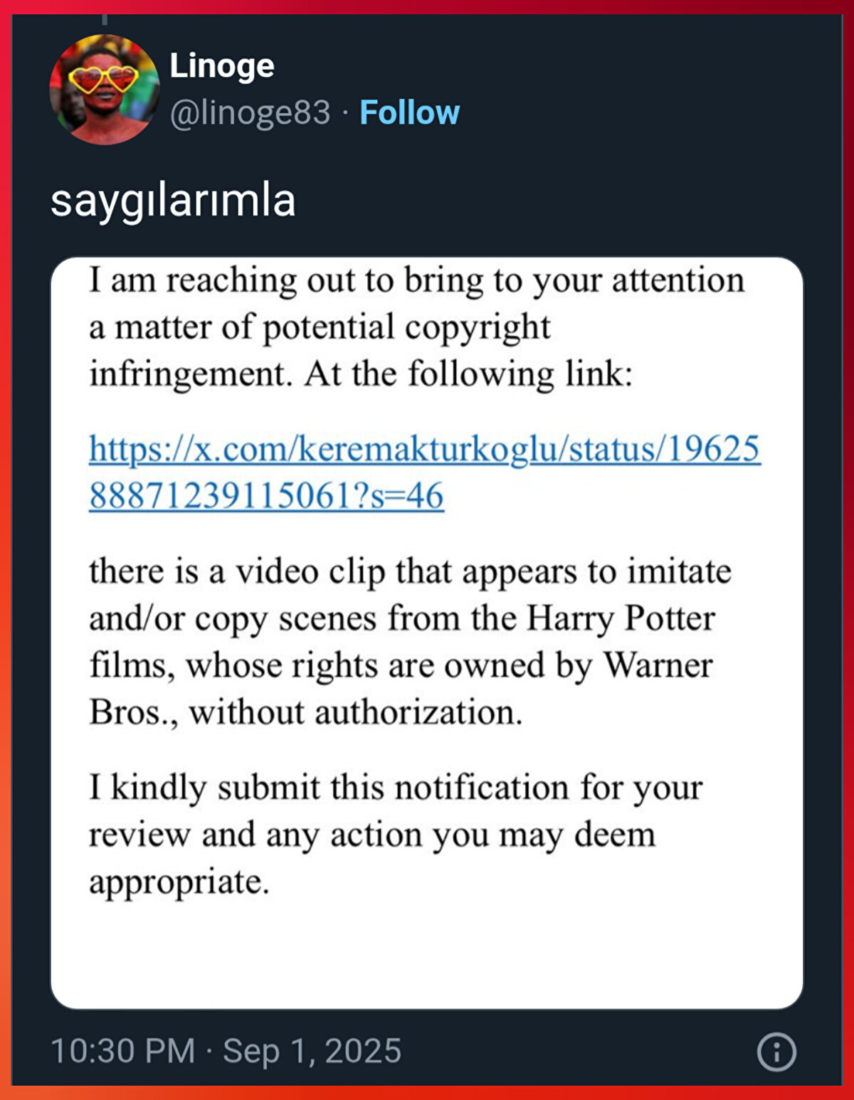 Kerem Aktürkoğlu'nu yapım şirketine Galatasaraylı bir taraftarın şikayet ettiği ortaya çıktı.