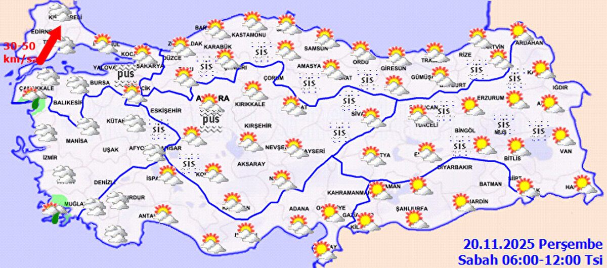 İstanbul: 20°C<br><br>Kırklareli: 20°C<br><br>İzmir: 23°C