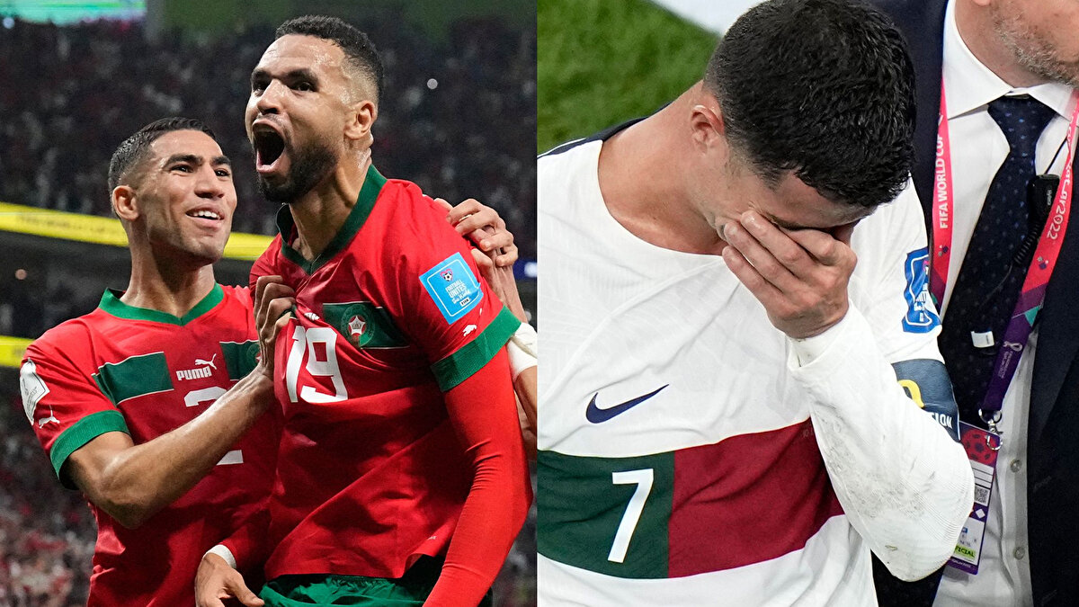 EN-NESYRI'NİN PORTEKİZ'E ATTIĞI GOL YER ALDI<br><br>Yeni görselde, Faslı Youssef En Nesyri’nin 2022 Dünya Kupası’nda Portekiz’e karşı kaydettiği ve Portekiz’in elenmesine neden olan ikonik kafa golü yer aldı.<br><br>