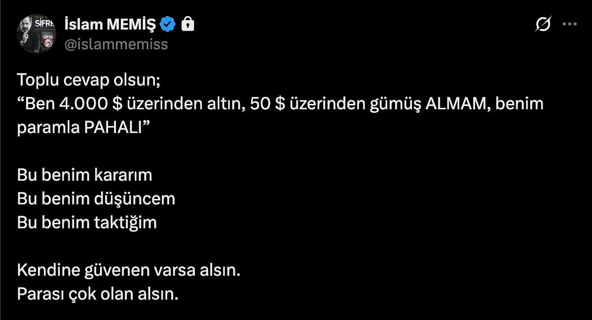 İŞTE İSLAM MEMİŞ'İN PAYLAŞIMI: