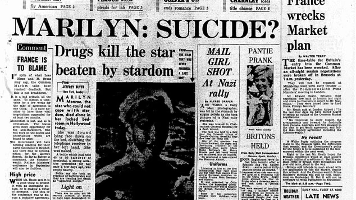 Hollywood’un altın çağının en ünlü kadınlarından Marilyn Monroe, 5 Ağustos 1962’de Los Angeles’taki evinde ölü bulundu. O dönemde 36 yaşında olan Monroe’nun ölümüne ilişkin belirsizlikler sinema ikonu olarak hayatını sürdüren yıldızın kaderini hâlâ gölgelemeye devam ediyor.