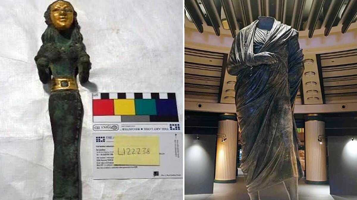 İsviçre’den iadesi sağlanan Tunç Çağı’na ait altın yaldızlı kadın ve erkek adak heykelcikleri, cam üfleme tekniğiyle yapılmış koku şişeleri ve polykandelon yağ kapları Bodrum Sualtı Arkeoloji Müzesi’nde ziyarete açıldı. Bu eserler, Anadolu’nun tarih boyunca barındırdığı medeniyetlerin çeşitliliğini gözler önüne seriyor.