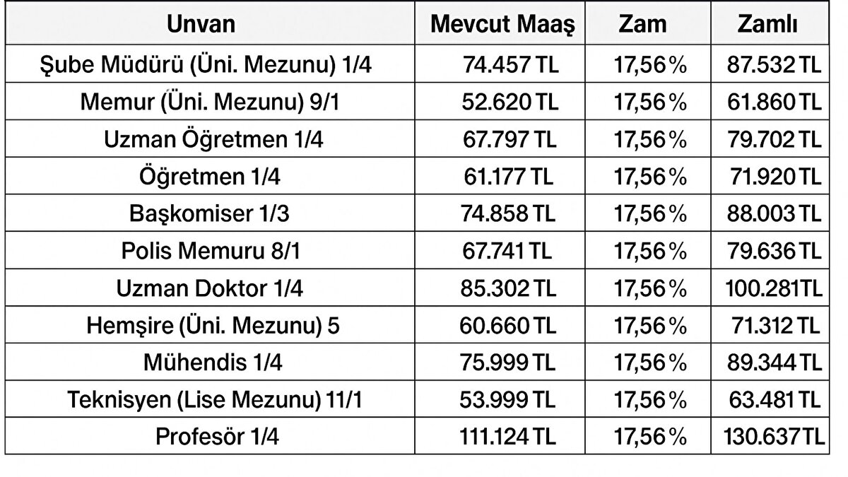 İşte 5 aylık enflasyon beklentilerine göre polis, öğretmen, hemşire, doktor için yeni zam tablosu...