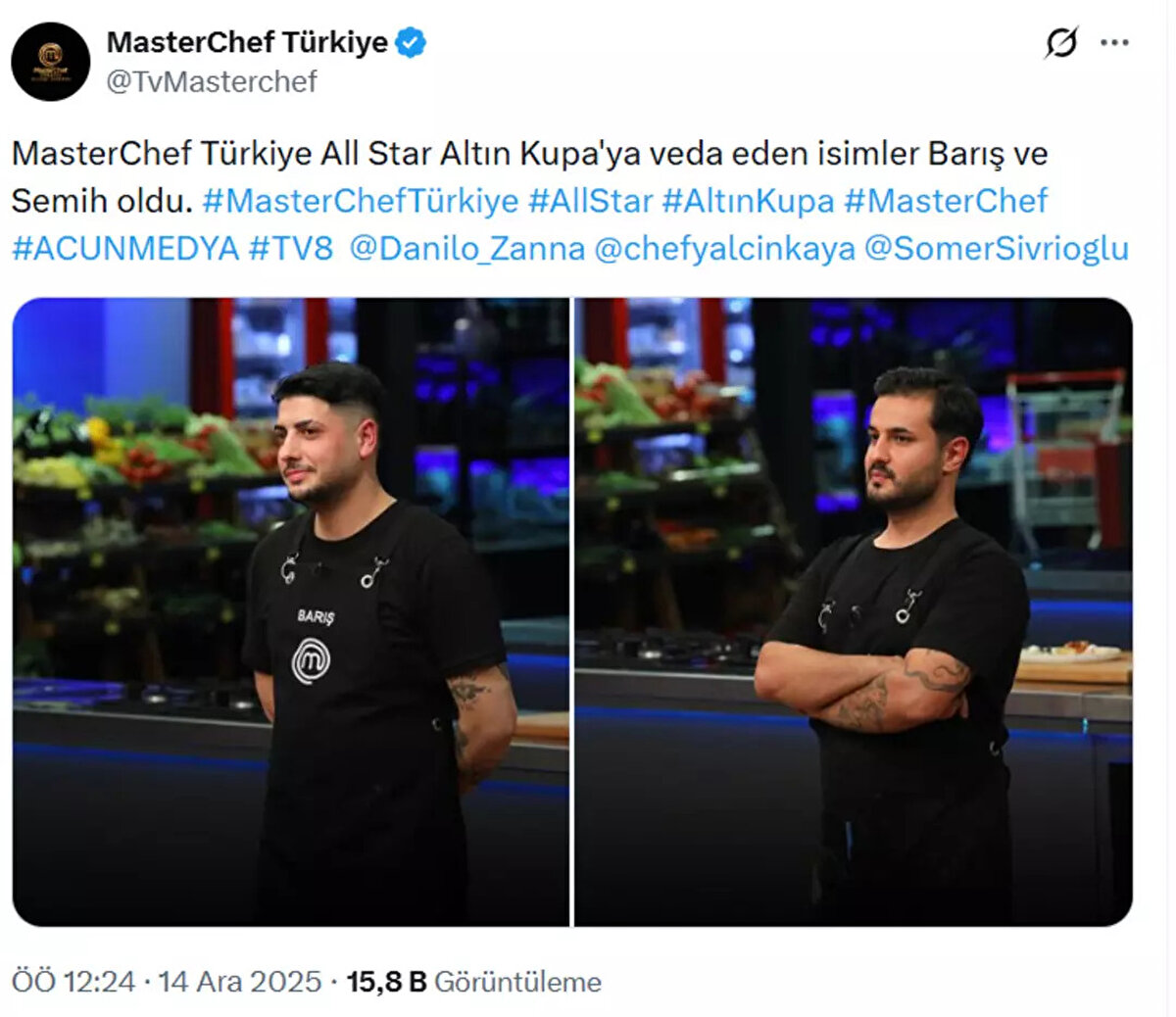 Böylece 13 Aralık akşamı Barış ve Semih, MasterChef Türkiye Altın Kupa mücadelesini noktaladı.