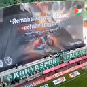 TÜMOSAN Konyaspor taraftarının Filistin koreografisi takdir topladı: Çocuklar uyurken susulur ölürken değil