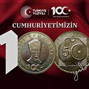 Cumhuriyet'in 100'üncü yılına özel hatıra parası: Basılan madeni 5 liralar yarın tedavüle girecek