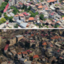 Kahramanmaraş'ta deprem öncesi ve sonrası çekilen fotoğraflar kentteki yıkımı ortaya koyuyor