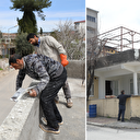 Depremde hasar gören evlerin onarımı için vatandaşlar kolları sıvadı